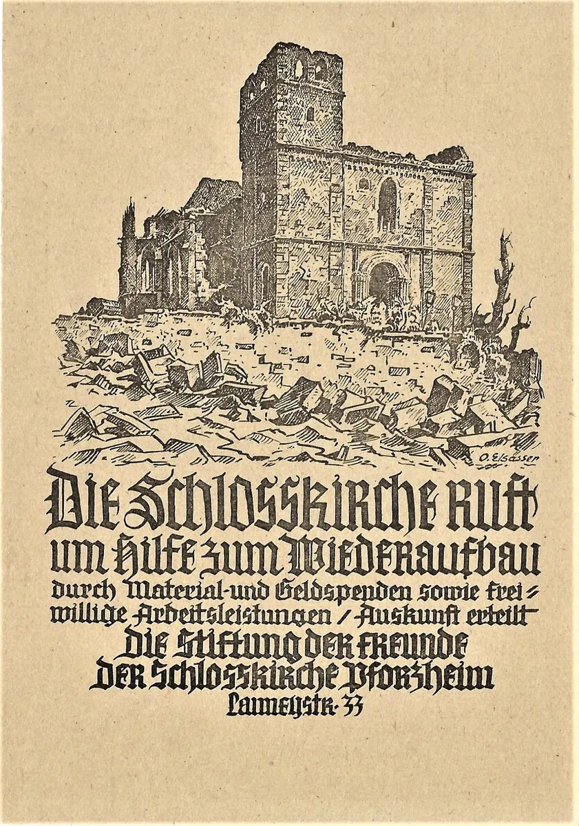 Verein 29 schki ruine postkarte hilfe stiftung fds 21feb1946 zeichnung oskar elsässer ergebnis
